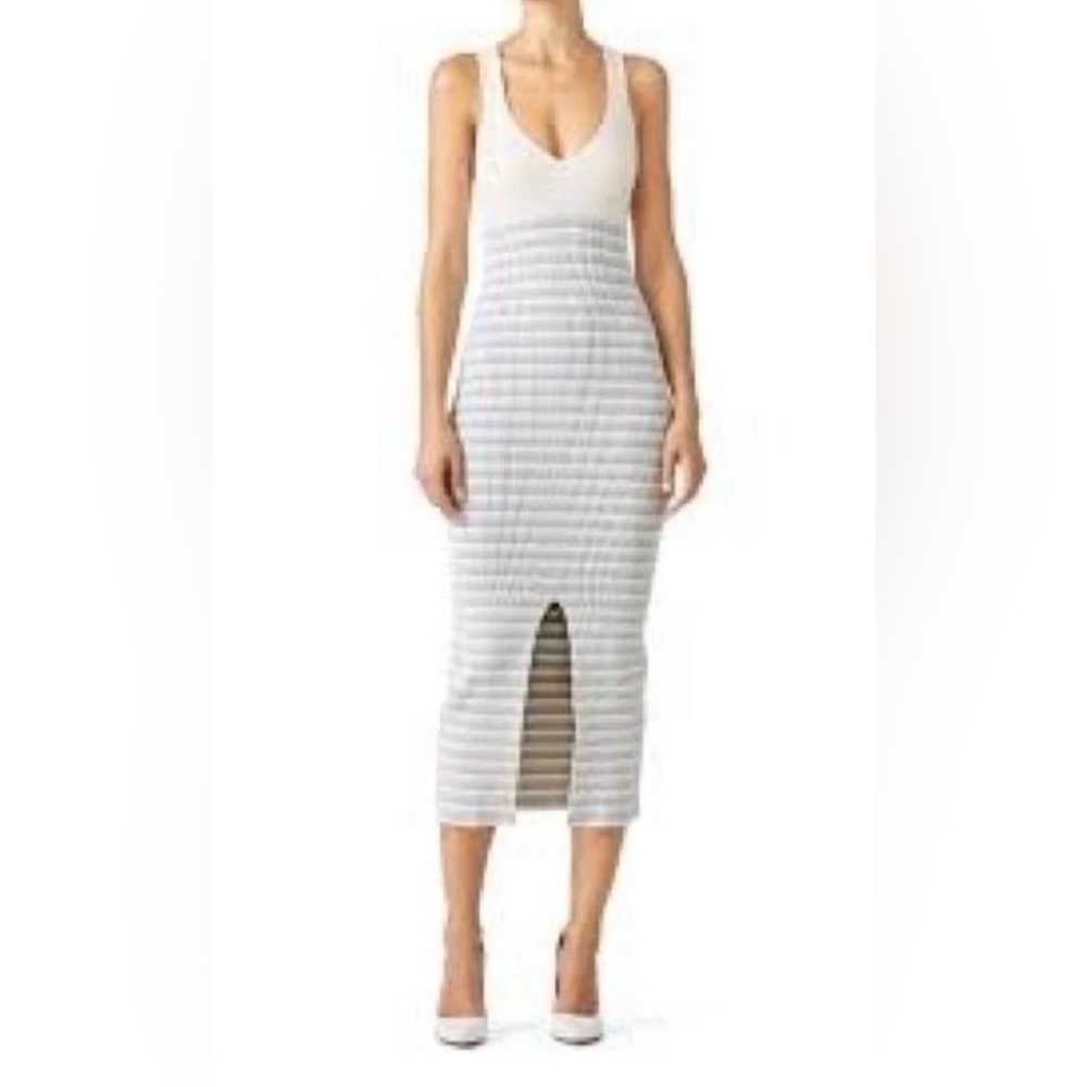 Opening Ceremony Rib Knit Stripe Sleeveless Midi Dress Size Small